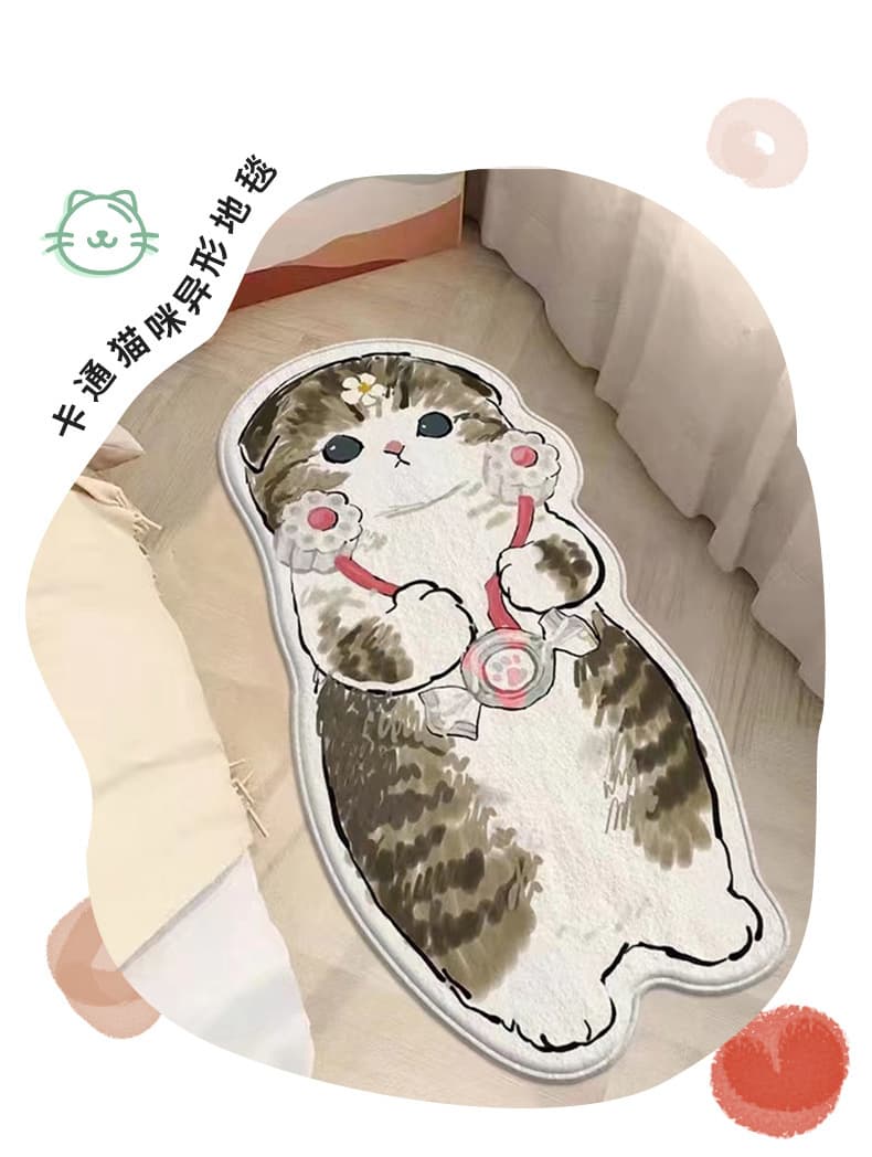 ペットマット 猫用 ねこちゃんデザイン滑り止め付マット